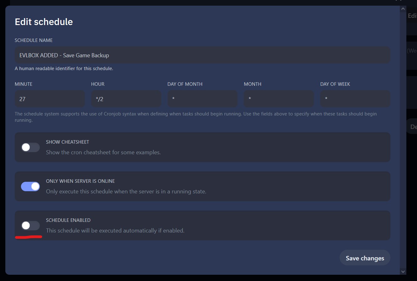 disable schedule